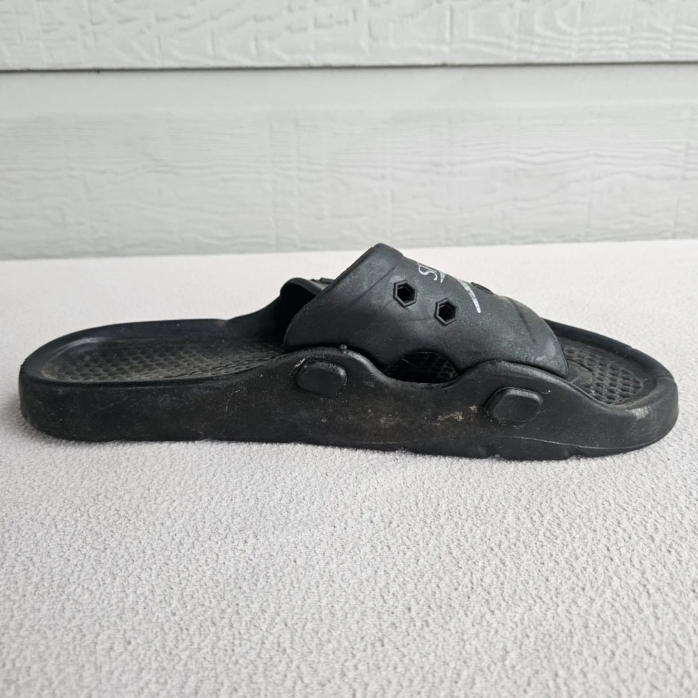 Speedo Slides Sandals Men SZ 11 Black Slip-On Rubber Waterproof Quick Dry